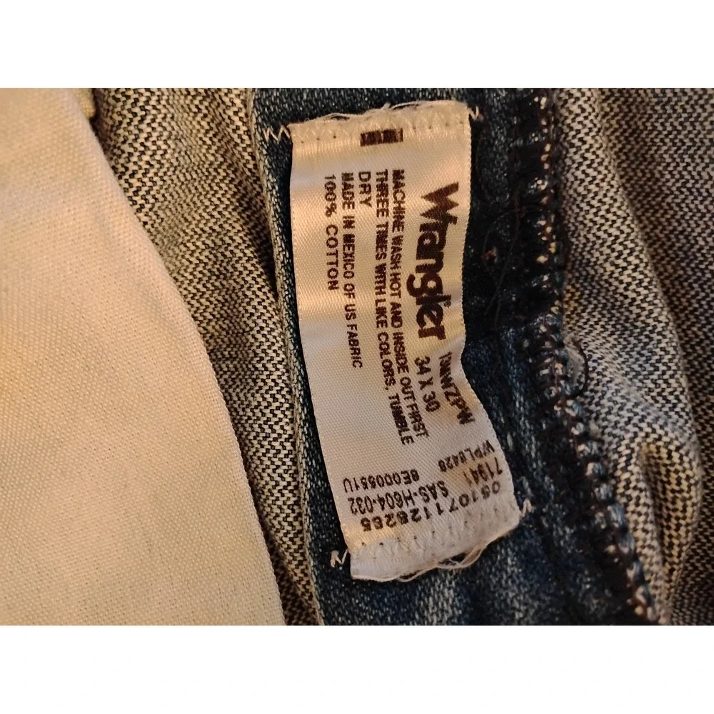 Wrangler Cowboy Cut 13MWZPW Mens 34x30 Blue Denim Regular Fit Straight Leg Jeans